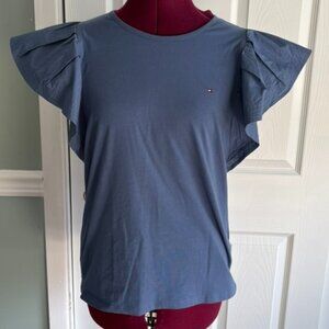 Tommy Hilfiger Blue Flutter Sleeve Top – Size Medium